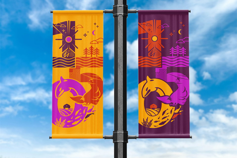 Nanaimo 150 street banners designed by Amy Pye
