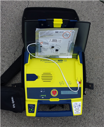 An opened AED