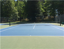 Upper tennis courts in Bowen Park after repainting