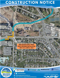Construction Notice Map for Northfield & Boxwood Road Crossing Watermain Installation