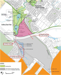 Area of new parkland (marked in pink)