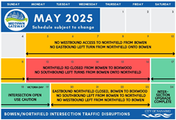 Bowen / Northfield Traffic Disruptions Calendar