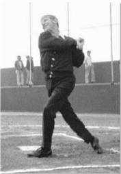 Opening pitch at Serauxmen Stadium by Mickey Mangle in 1976