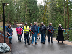Bowen Trail ribbon cutting (shoelace untying) ceremony