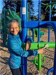 Helen finds the Golden Bucket Sticker in one of Nanaimo's parks