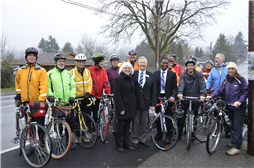 Cyclists with Mayor and Council members