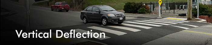 a banner image of a car going over a raised crosswalk with the title Vertical Deflection