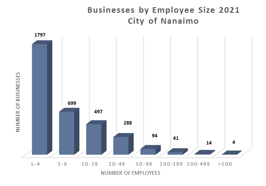 A chart showing the different sizes of businesses in Nanaimo