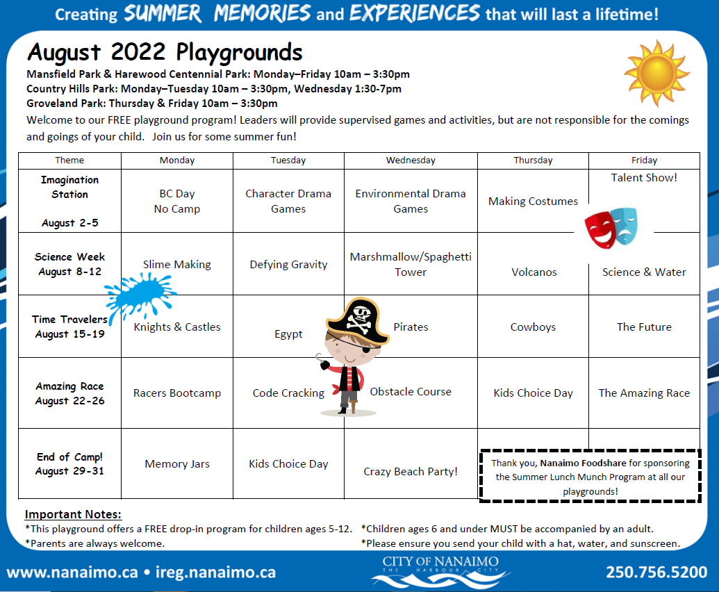 August playground schedule aug playground