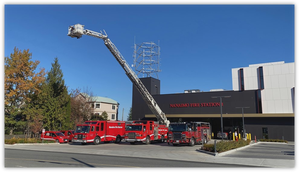 Fire Station 1 with the Fire trucks outside