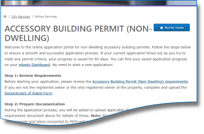 Application Start Page screenshot