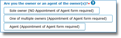 Appointment of Agent question screenshot