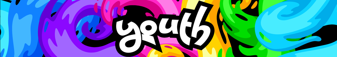 youth banner 2 colourful banner and the word youth in the centre