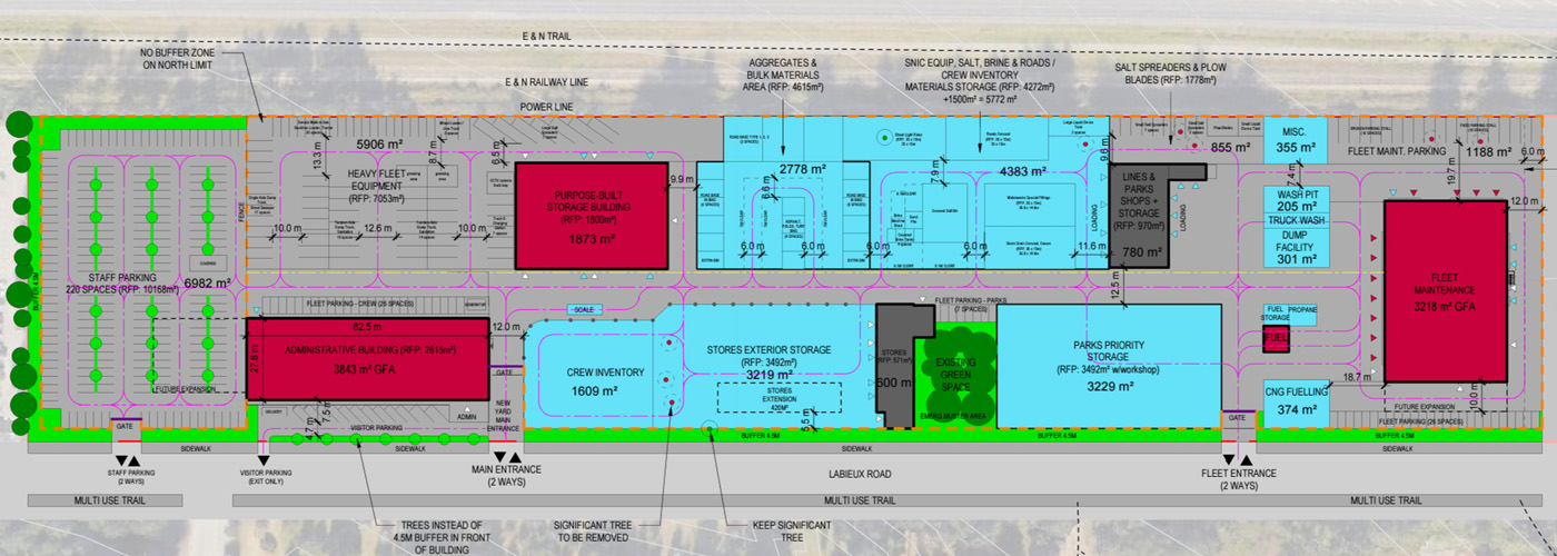 A detailed layout and overview of the potential Nanaimo Operations Centre