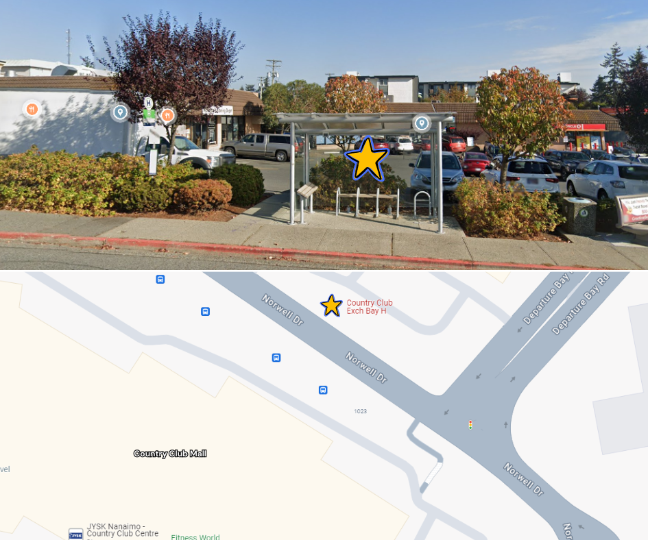 Country Club Exchange Bay H image of map and of the bus stop at Country Club Exchange Bay H