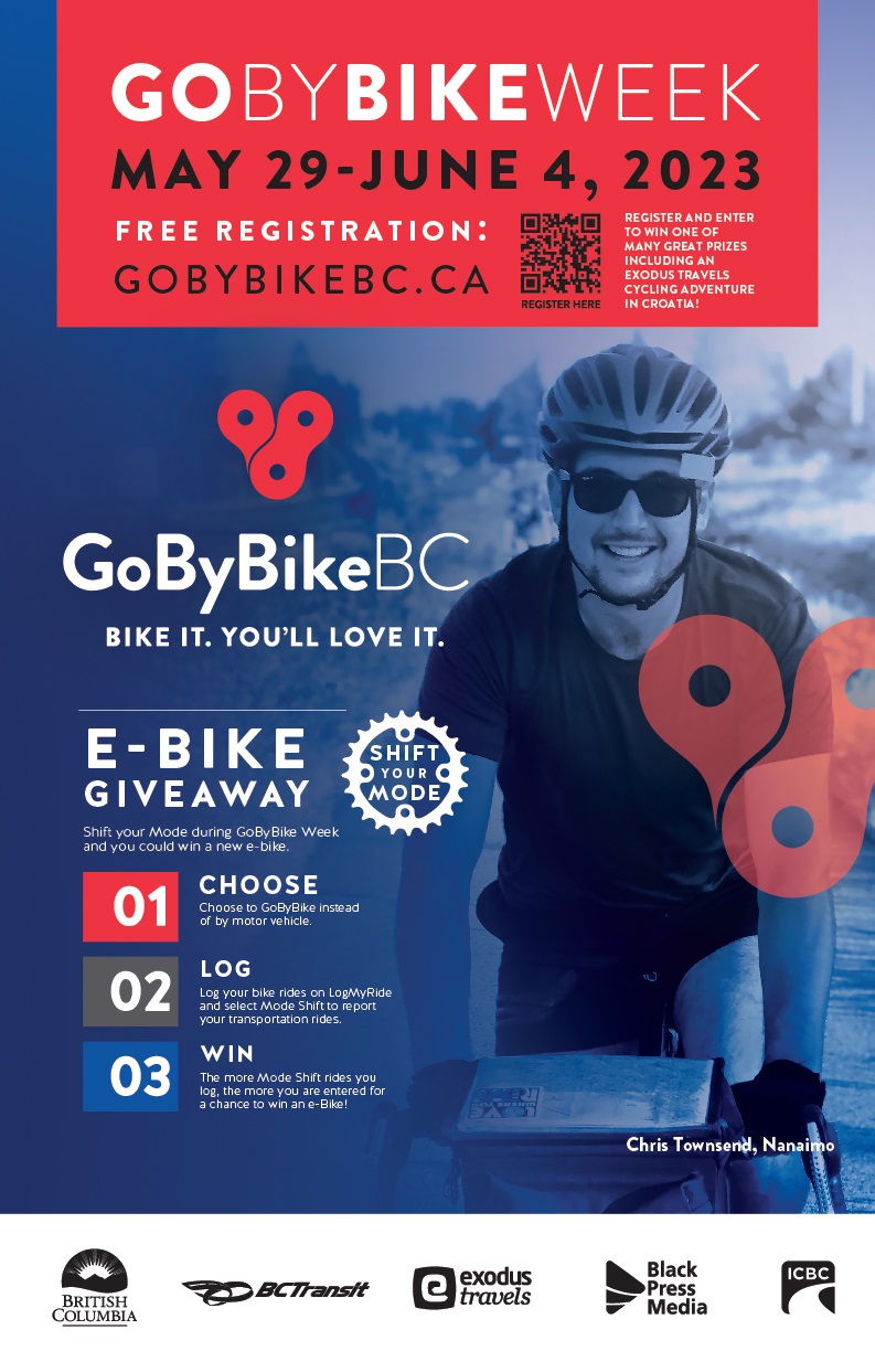 Poster to promote going by bike this spring 2023 in Nanaimo