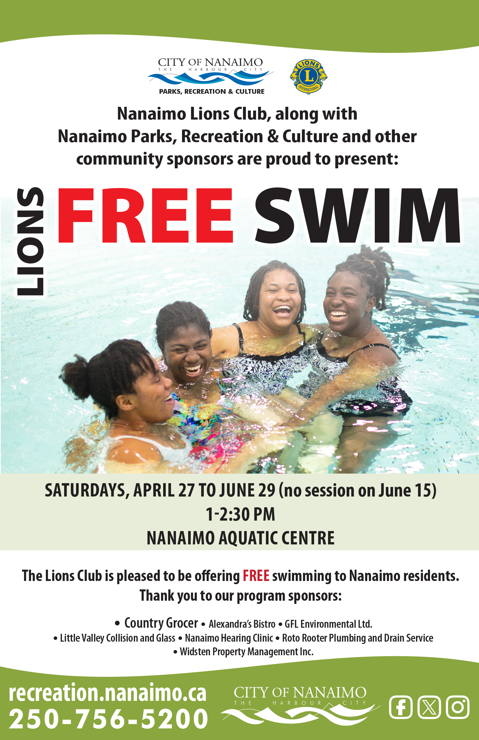 Lions Free Swim Poster