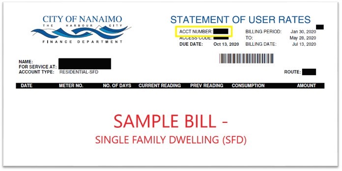 Sample Statement of User Rates, indicating the account number can be found on the top centre of the statement.