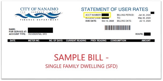 Sample Statement of User Rates - Find Account Number Sample Statement of User Rates, indicating the account number can be found on the top centre of the statement.
