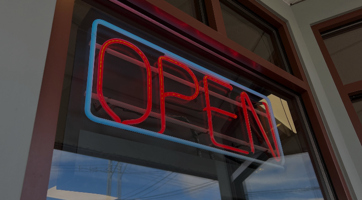 image of open sign with link to learn about requirements to start a business