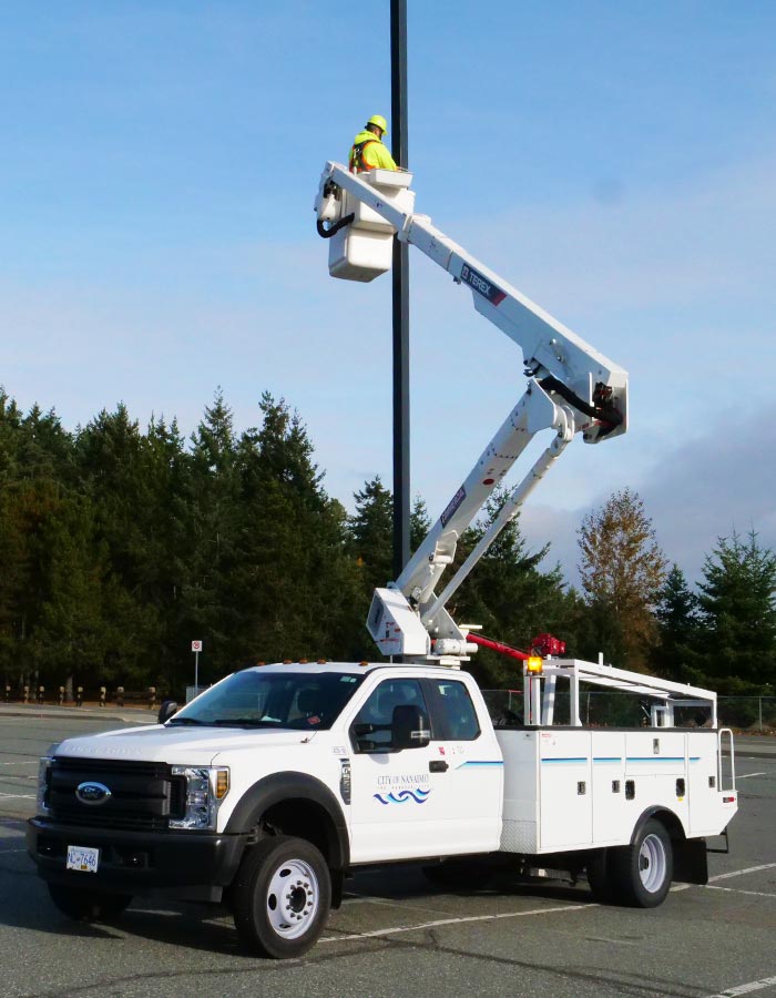 bucket truck in action