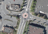 Aerial of the  Mary Ellen Dr roundabout at Woodgrove Mall
