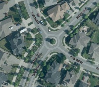 Beringer Blvd and Poets Trail Dr aerial view of traffic circle