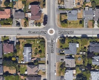 Brickyard Rd and Broadway Rd traffic circle aerial view