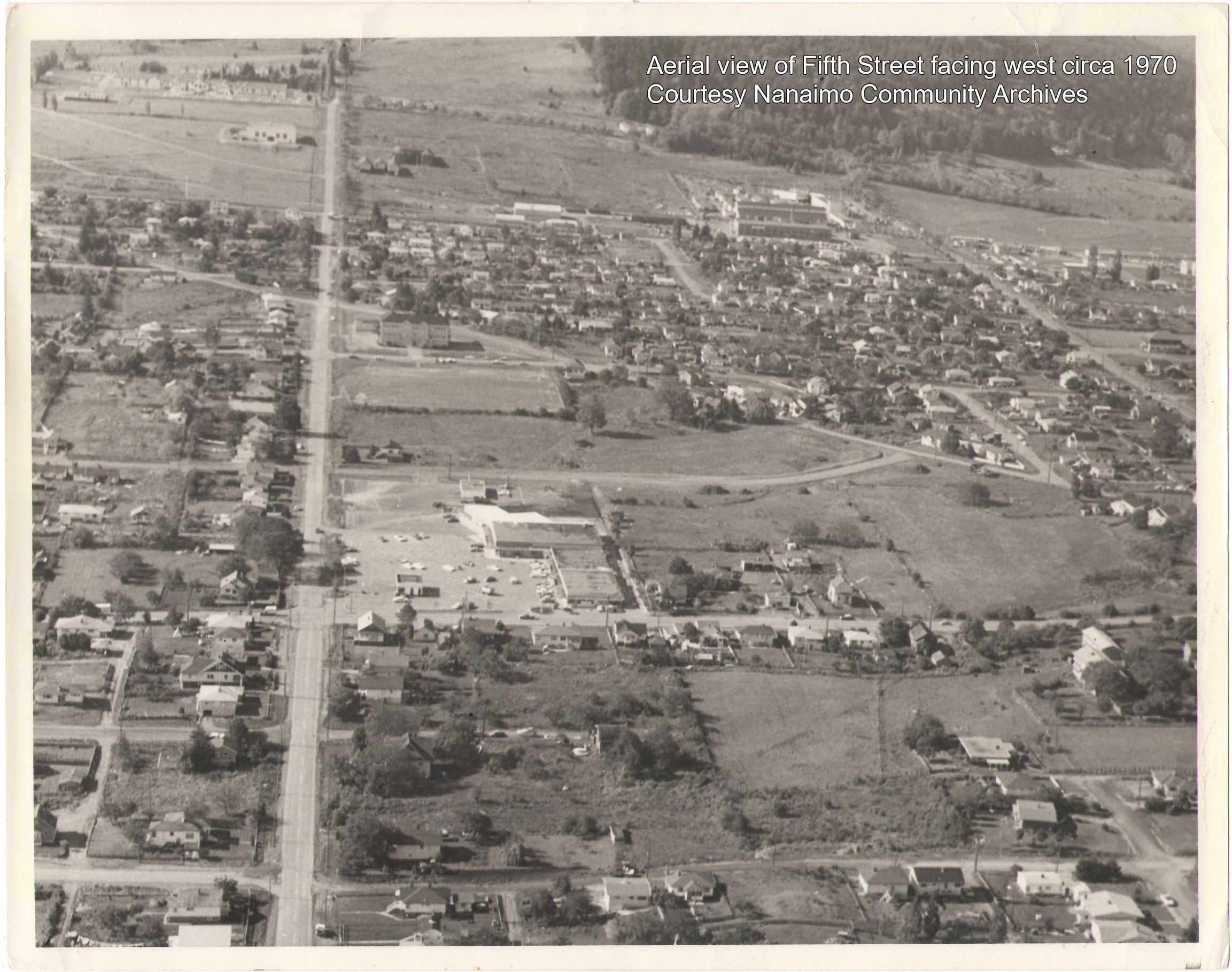 Aerial view of Fifth Street facing west circa 1970 - Courtesy Nanaimo Community Archives