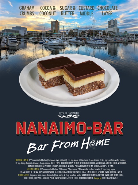 Bar From Home poster - small A fake movie poster showing the Nanaimo bar in front of our harbour