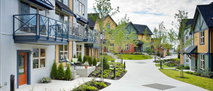 A new townhouse development with some accessible lower units