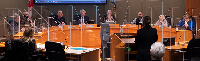 Council in meeting banner City Council in their chambers at a meeting