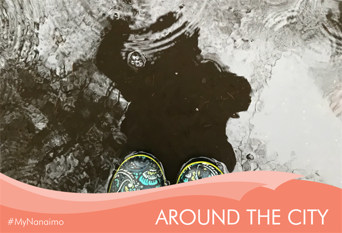 Around-the-City-puddle Around the City banner image of rubber boots in puddle
