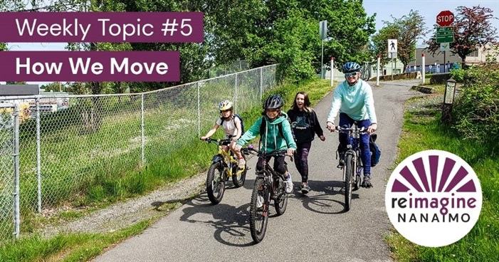 How we move Image of family cycling