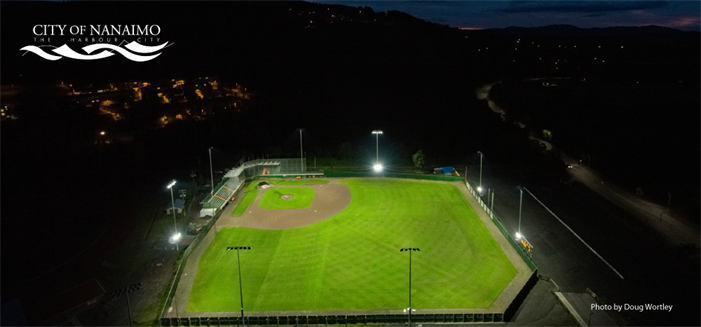 view of serauxmen stadium lit up