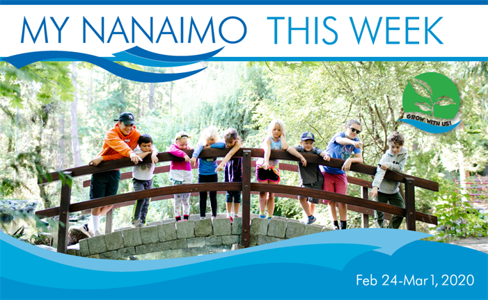 My Nanaimo This Week header image of kids on walking bridge