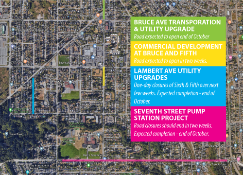Map of road construction in the Harewood neighbourhood