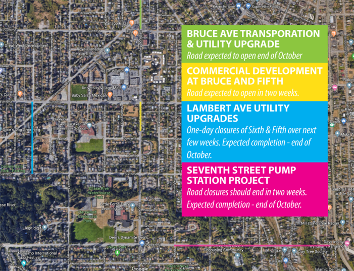 Map of road construction in the Harewood neighbourhood