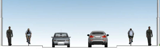 Drawing of proposed lane layout zoomed in